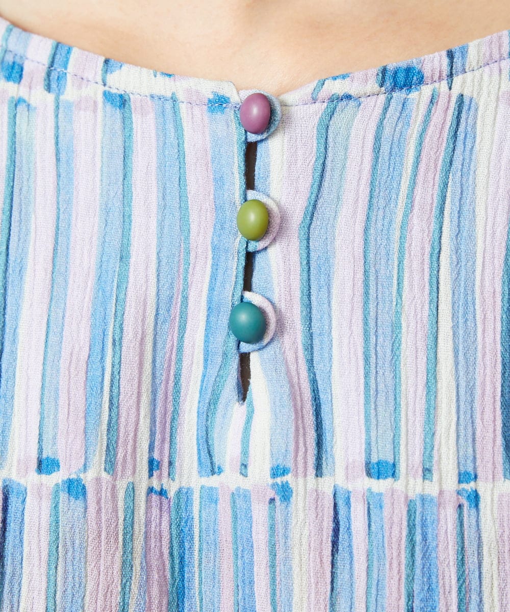 GJBHD30200 Jocomomola(ホコモモラ) 【早割10％OFF】ストライプブラウス ブルー×ピンク