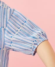 GJBHD30200 Jocomomola(ホコモモラ) 【早割10％OFF】ストライプブラウス ブルー×ピンク