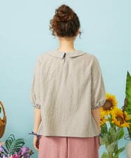 GJBHD31200 Jocomomola(ホコモモラ) Relieve ロールカラーギンガムチェックブラウス イエロー×ブルー
