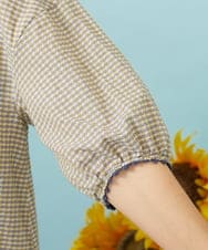 GJBHD31200 Jocomomola(ホコモモラ) Relieve ロールカラーギンガムチェックブラウス イエロー×ブルー
