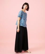 GJBHD51240 Jocomomola(ホコモモラ) 【2WAY】Ilusion フラワー総刺繍ブラウス ブルー