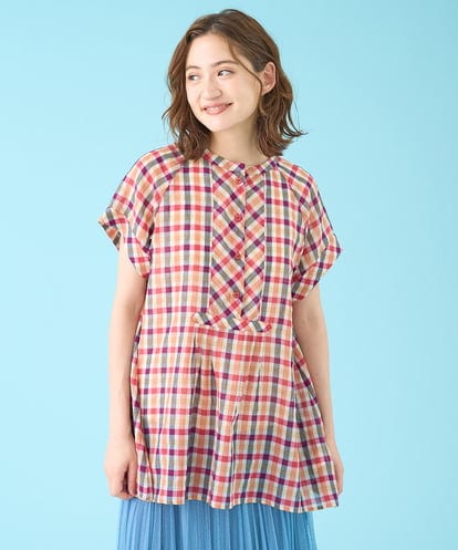 GJBHV35220  Rocio シアーチェックブラウス
