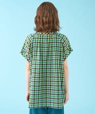 GJBHV35220 Jocomomola(ホコモモラ) Rocio シアーチェックブラウス グリーン系