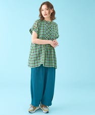 GJBHV35220 Jocomomola(ホコモモラ) Rocio シアーチェックブラウス グリーン系