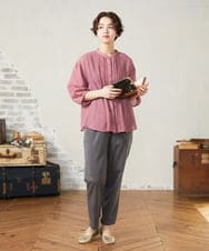GJBJA34180 Jocomomola(ホコモモラ) 【2WAY】Pleats スパンローンフリルブラウス ピンク