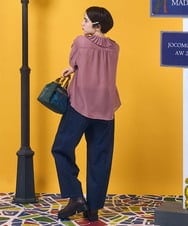 GJBJA34180 Jocomomola(ホコモモラ) 【2WAY】Pleats スパンローンフリルブラウス ピンク