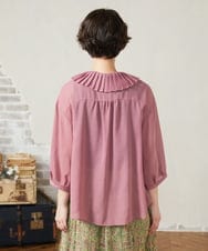 GJBJA34180 Jocomomola(ホコモモラ) 【2WAY】Pleats スパンローンフリルブラウス ピンク