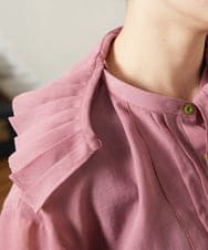 GJBJA34180 Jocomomola(ホコモモラ) 【2WAY】Pleats スパンローンフリルブラウス ピンク