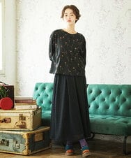 GJBJA50250 Jocomomola(ホコモモラ) Escaleras de flores フラワー総刺繍ブラウス ライトブルー