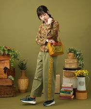 GJBJB02180 Jocomomola(ホコモモラ) Calle de la Flor Alta フラワープリントブラウス ブラック