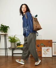 GJBJB36200 Jocomomola(ホコモモラ) Jardines コード刺繍デニムブラウス ブルー