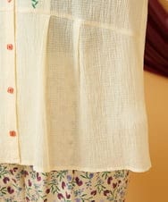 GJBJD32200 Jocomomola(ホコモモラ) Fluir フラワー刺繍シャーリングブラウス アイボリー