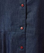 GJBJE37200 Jocomomola(ホコモモラ) フラワー刺繍デニムブラウス ネイビー