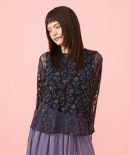 GJBJE50240 Jocomomola(ホコモモラ) 【2WAY】Pincel チュールフラワー刺繍ブラウス［オケージョン］ ブラック