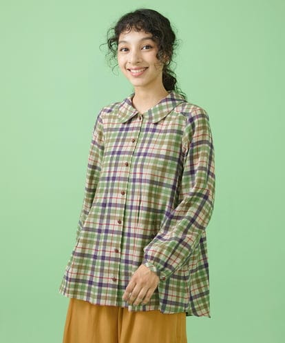 GJBJT36220 Jocomomola Vient チェックシャツブラウス