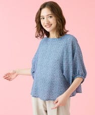 GJBJV32180 Jocomomola(ホコモモラ) Merienda プリントブラウス ブルー