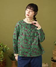 GJBLA30200 Jocomomola(ホコモモラ) Palgue de El Retiro アニマルプリントブラウス グリーン