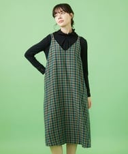 GJEAA35300 Jocomomola(ホコモモラ) Espina チェックジャンパースカート ブルーグリーン