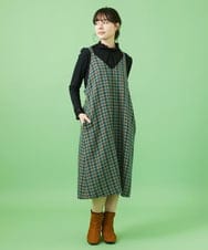 GJEAA35300 Jocomomola(ホコモモラ) Espina チェックジャンパースカート ブルーグリーン