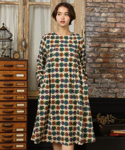 GJEAD01350 Jocomomola Calle Imperial フラワープリントワンピース