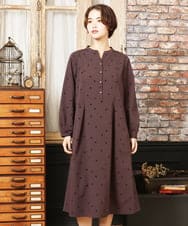 GJEAD36300 Jocomomola(ホコモモラ) Baile Esponjoso フロッキードットワンピース ブラウン