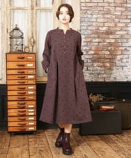 GJEAD36300 Jocomomola(ホコモモラ) Baile Esponjoso フロッキードットワンピース ブラウン