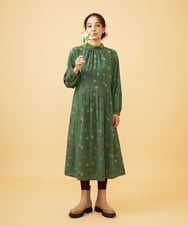 GJEAD50350 Jocomomola(ホコモモラ) Estrella ハイネックフラワー刺繡ワンピース ブラウン