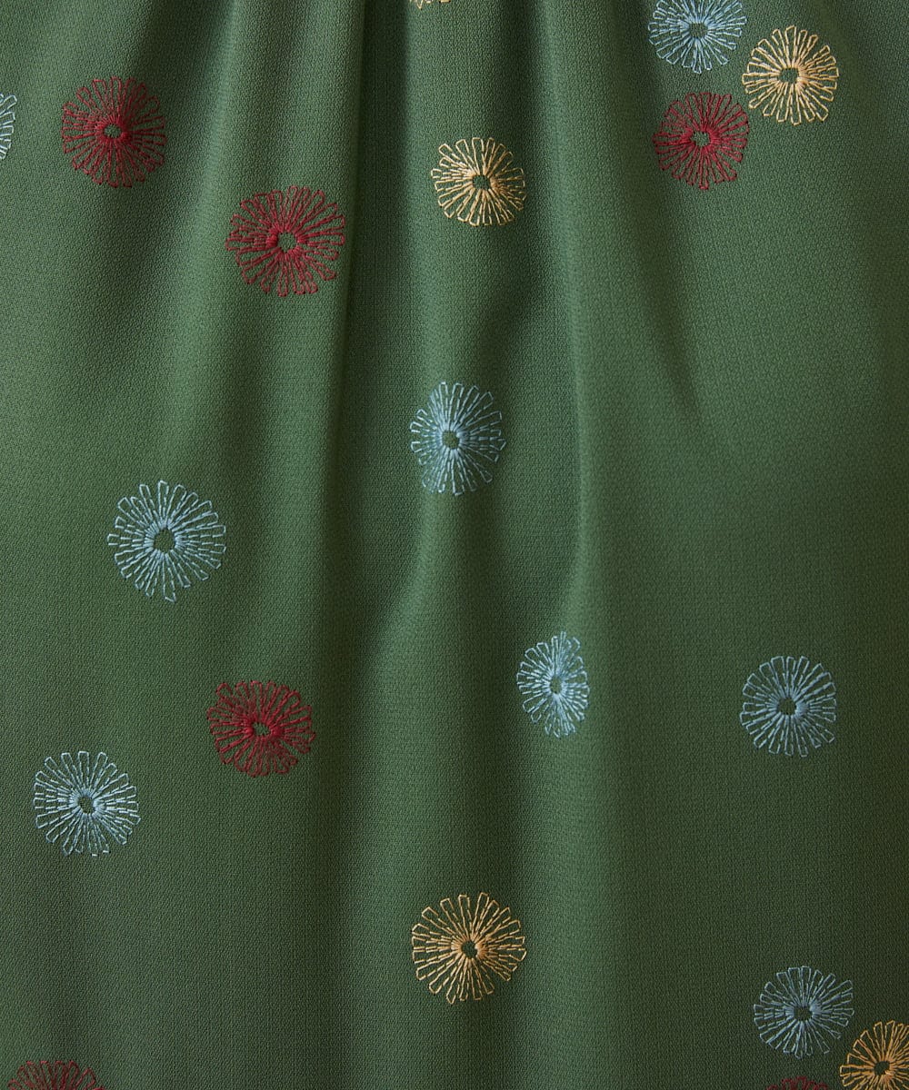 GJEAD50350 Jocomomola(ホコモモラ) Estrella ハイネックフラワー刺繡ワンピース ブラウン
