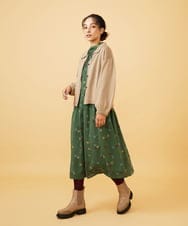 GJEAD50350 Jocomomola(ホコモモラ) Estrella ハイネックフラワー刺繡ワンピース ブラウン
