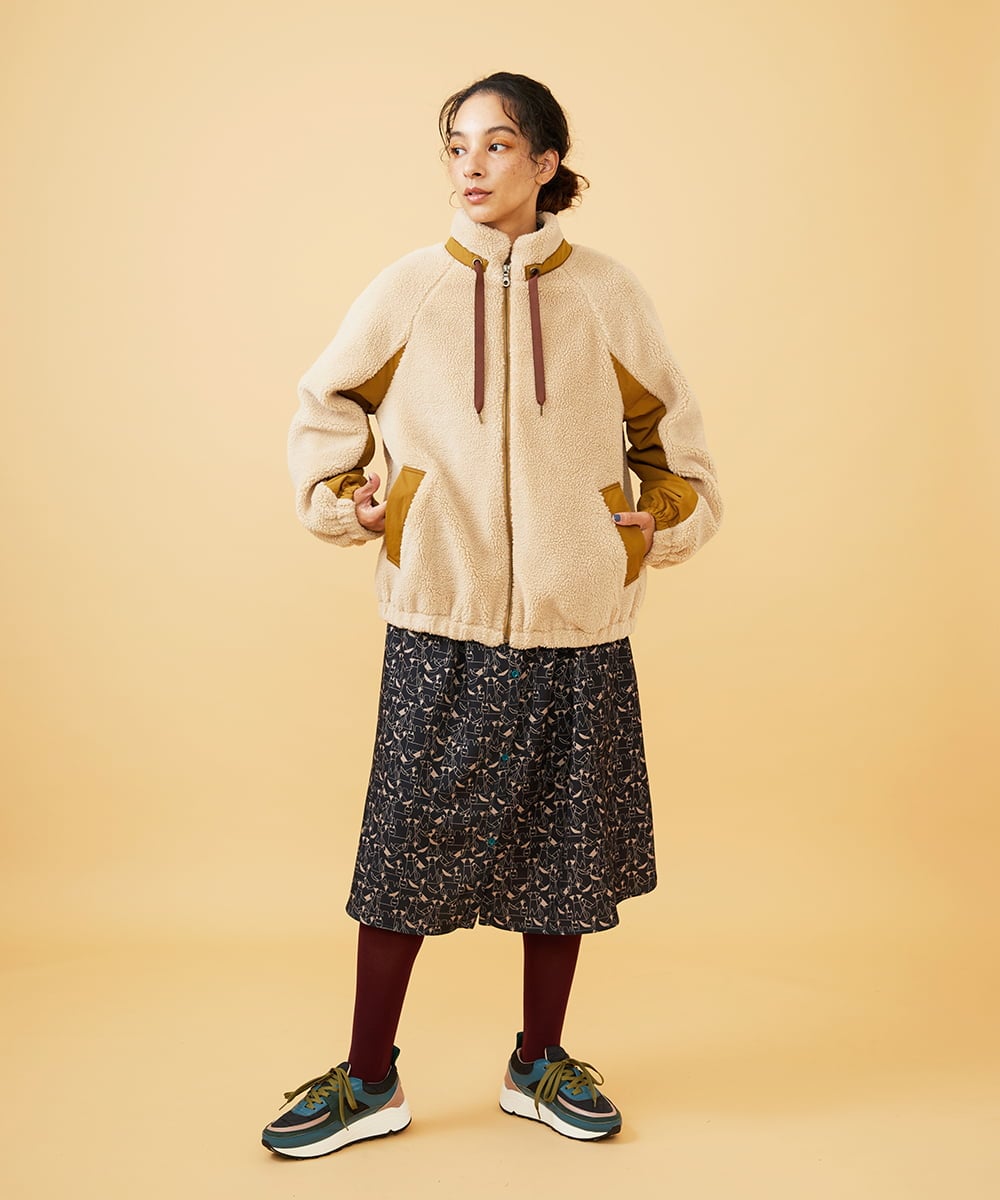 GJEAD70300 Jocomomola(ホコモモラ) Calle de Manuela Malasana アニマルプリントワンピース ベージュ