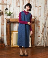 GJEAE03300 Jocomomola(ホコモモラ) Calle de Bordadores フラワープリントジャンパースカートワンピース ベージュ