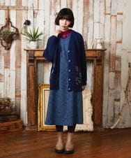 GJEAE03300 Jocomomola(ホコモモラ) Calle de Bordadores フラワープリントジャンパースカートワンピース ベージュ