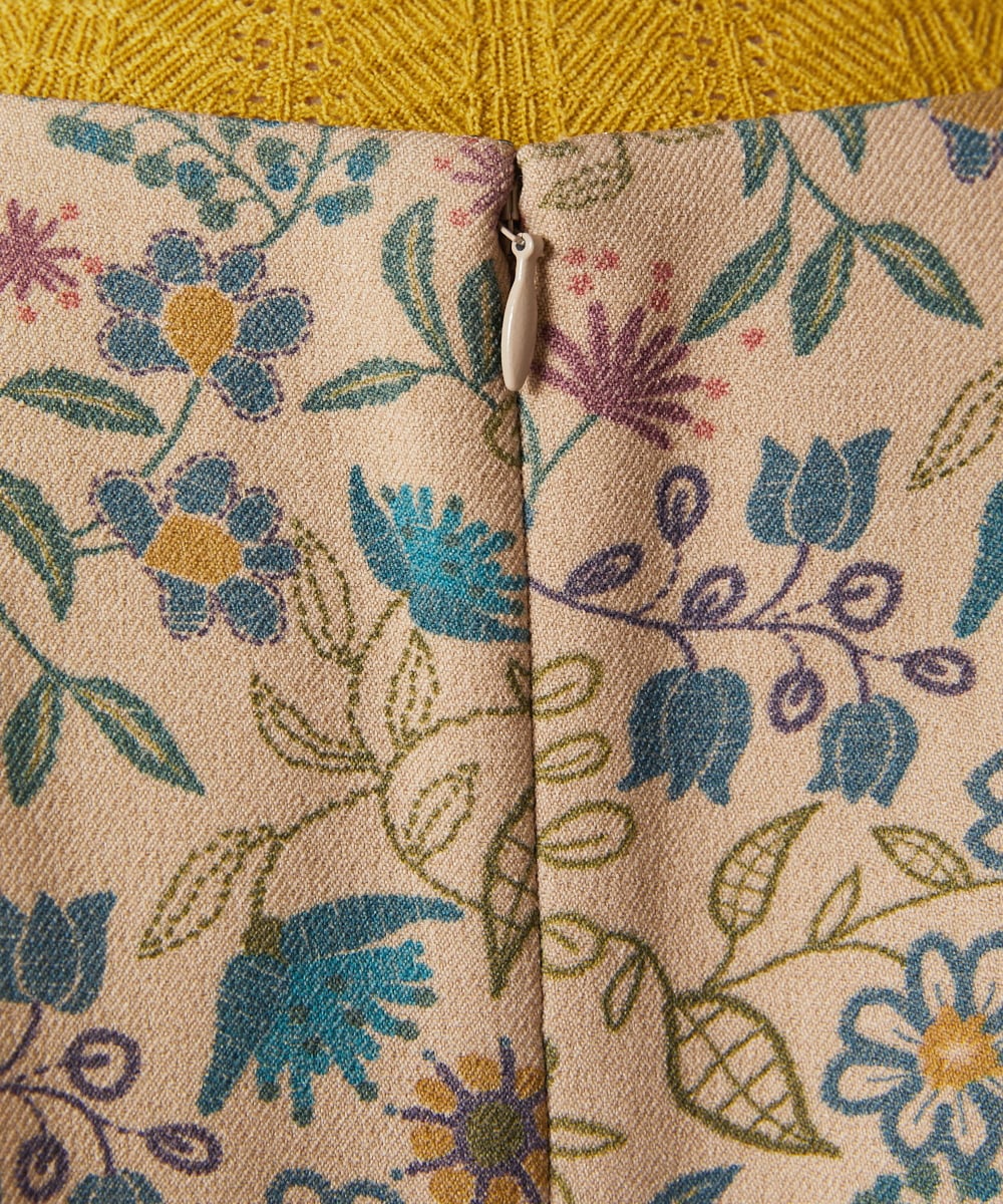 GJEAE03300 Jocomomola(ホコモモラ) Calle de Bordadores フラワープリントジャンパースカートワンピース ベージュ