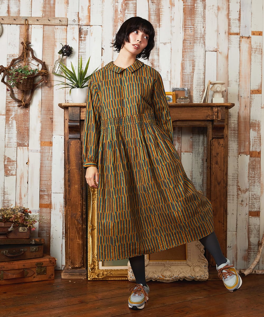 GJEAE37280 Jocomomola(ホコモモラ) Calle del los Libreros ストライプワンピース レッド