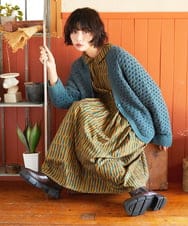 GJEAE37280 Jocomomola(ホコモモラ) Calle del los Libreros ストライプワンピース レッド