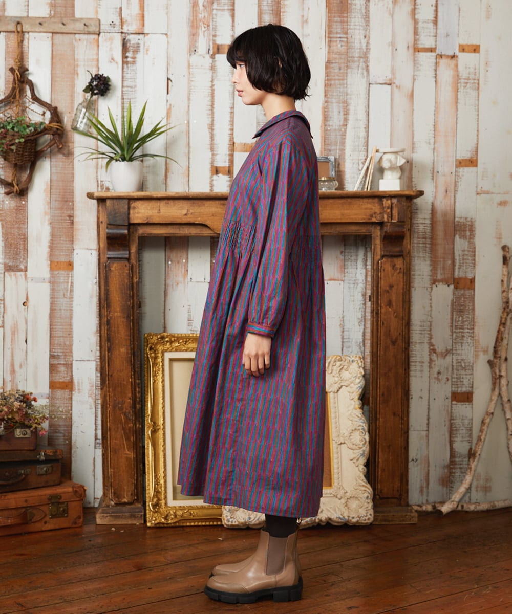 GJEAE37280 Jocomomola(ホコモモラ) Calle del los Libreros ストライプワンピース レッド