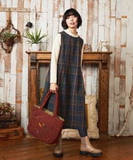 GJEAE41300 Jocomomola(ホコモモラ) Arriate チェック柄ジャンパースカートワンピース ベージュ