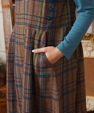 GJEAE41300 Jocomomola(ホコモモラ) Arriate チェック柄ジャンパースカートワンピース ベージュ