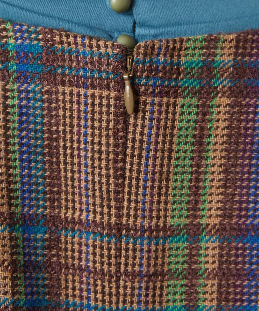 GJEAE41300 Jocomomola(ホコモモラ) Arriate チェック柄ジャンパースカートワンピース ベージュ