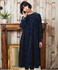 GJEAE51350 Jocomomola(ホコモモラ) Tardin calido オパールフラワーモチーフワンピース ブルー