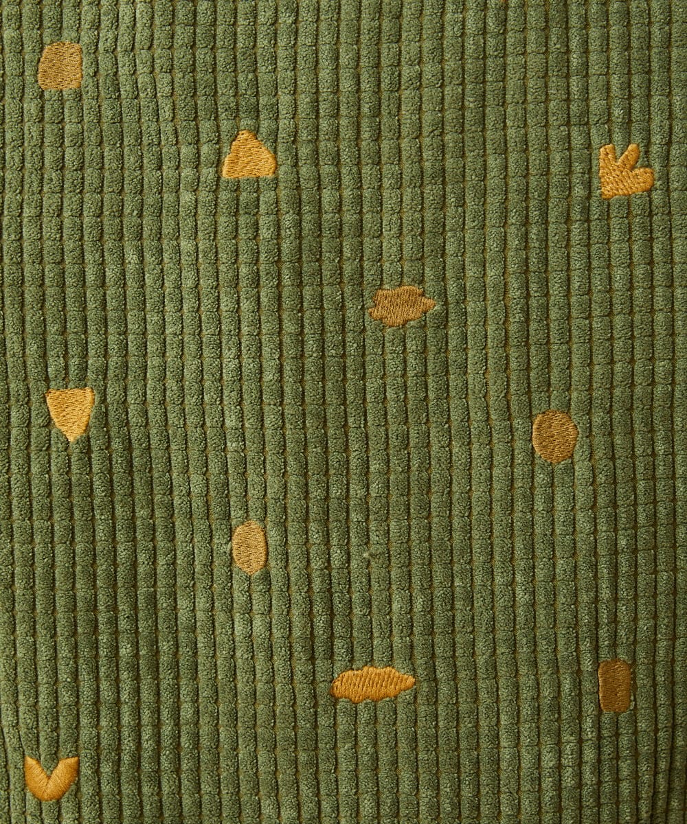 GJEAG02360 Jocomomola(ホコモモラ) Manchas モチーフ刺繍 コーデュロイサロペット グリーン