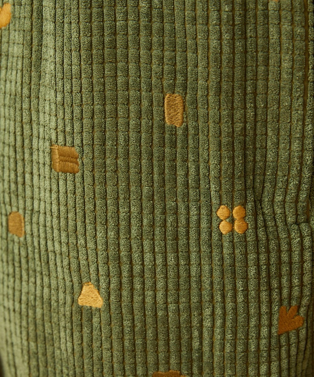 GJEAG02360 Jocomomola(ホコモモラ) Manchas モチーフ刺繍 コーデュロイサロペット グリーン