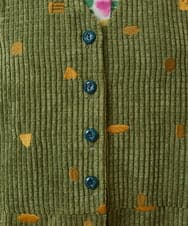GJEAG02360 Jocomomola(ホコモモラ) Manchas モチーフ刺繍 コーデュロイサロペット グリーン