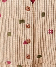 GJEAG02360 Jocomomola(ホコモモラ) Manchas モチーフ刺繍 コーデュロイサロペット ベージュ
