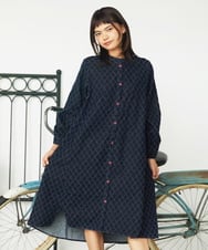GJEAG36330 Jocomomola(ホコモモラ) 【ポイント2倍】裏起毛デニムワンピース ネイビー