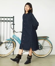 GJEAG36330 Jocomomola(ホコモモラ) 【ポイント2倍】裏起毛デニムワンピース ネイビー