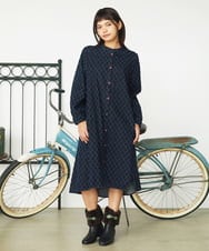 GJEAG36330 Jocomomola(ホコモモラ) 【ポイント2倍】裏起毛デニムワンピース ネイビー