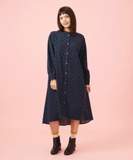 GJEAG36330 Jocomomola(ホコモモラ) 【ポイント2倍】裏起毛デニムワンピース ネイビー
