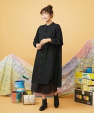 GJEAG36330 Jocomomola(ホコモモラ) 裏起毛デニムワンピース ブラック