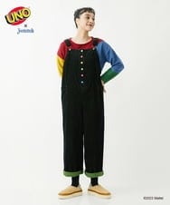 GJEAS71240 Jocomomola(ホコモモラ) UNO™×Jocomomola コーデュロイオーバーオール ブラック